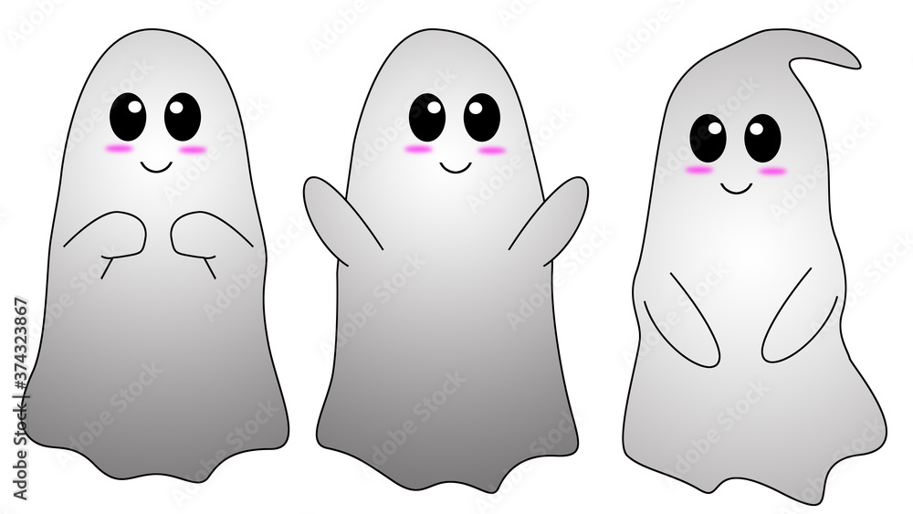 Ghost Illustration Character on Halloween on white background Ghost Illustration Character on Halloween on white background