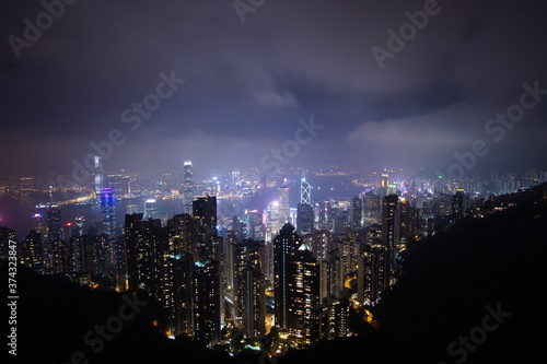 View of Victoria Harbour in Hong Kong from the Peak