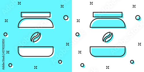Black line Coffee jar bottle icon isolated on green and white background. Random dynamic shapes. Vector Illustration.