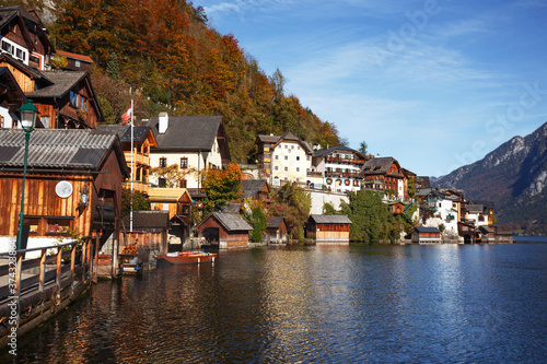 beautiful view of the small famous city Hallstatt