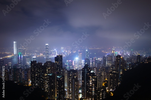 View of Victoria Harbour in Hong Kong from the Peak © Hirotsugu