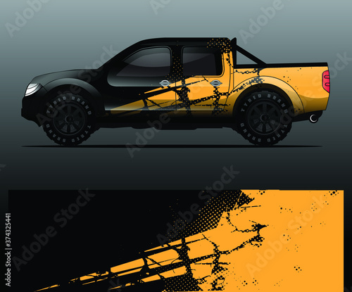 truck and vehicle Graphic vector. Racing background for vinyl wrap and decal