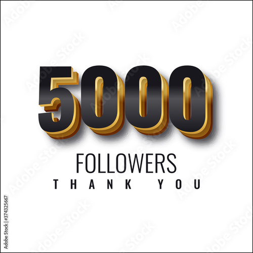 Thank you 5000 followers 3d illustration template design