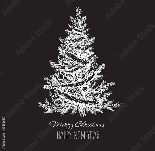 Christmas tree. Hand drawn illustration.	
