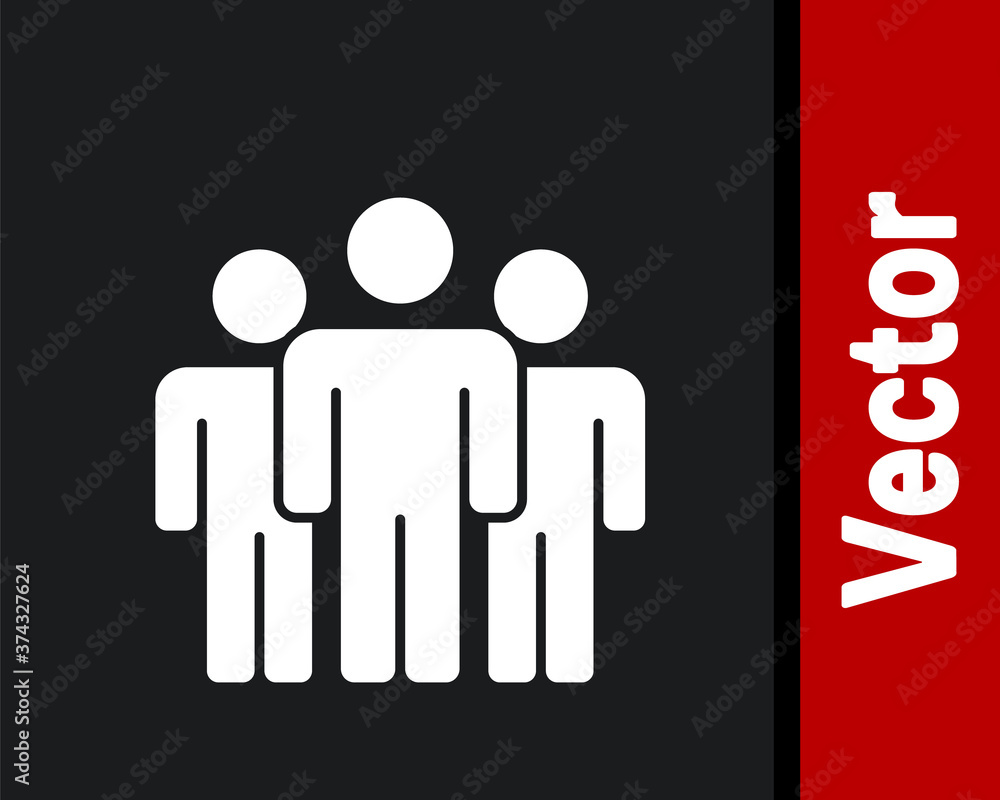 White Users group icon isolated on black background. Group of people icon. Business avatar symbol - users profile icon. Vector. White Users group icon isolated on black background. Group of people icon. Business avatar symbol - users profile icon. Vector.