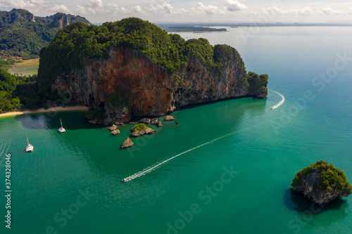 Aerial view seascape ao nang railay krabi Thailand