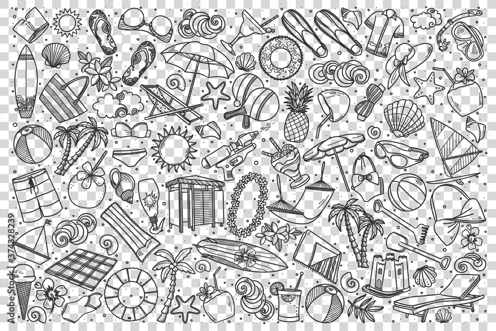 Beach doodle set Beach doodle set