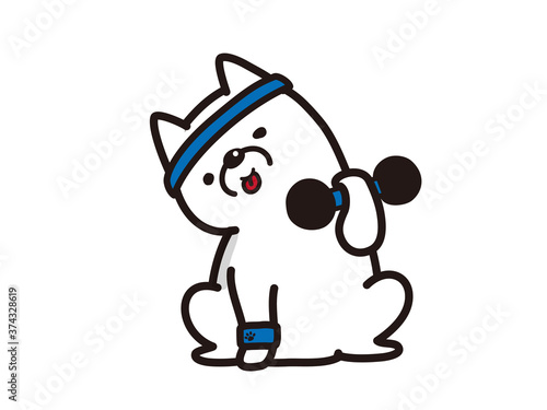 運動をする犬　ダンベル運動