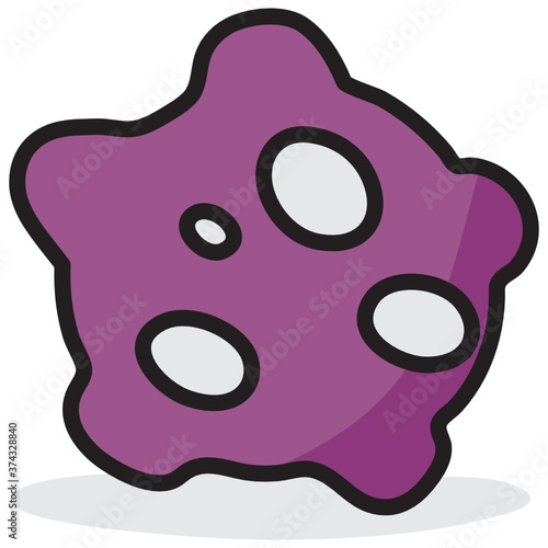 
A small rocky body orbiting the sun, flat style of asteroid icon
