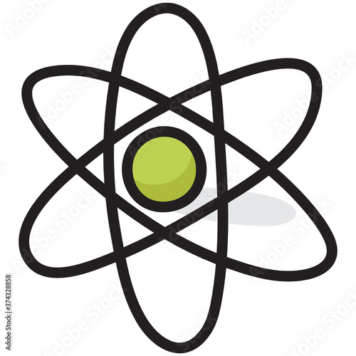 
Smallest constituent unit of matter, doodle design of atom icon
