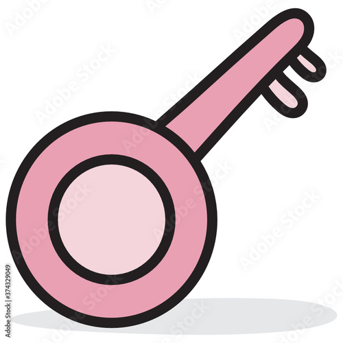 
Plucked string instrument, flat icon of banjo vector design 
