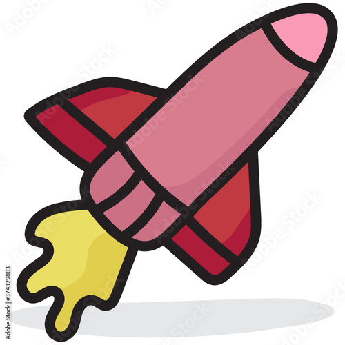 
Missile, rocket launcher icon in doodle design.
