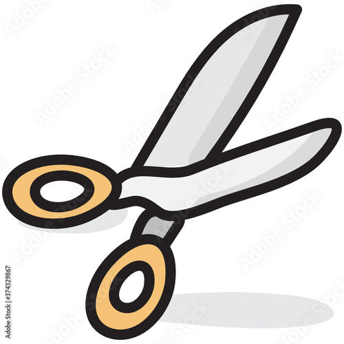 
A pair for scissors for cutting, flat editable design
