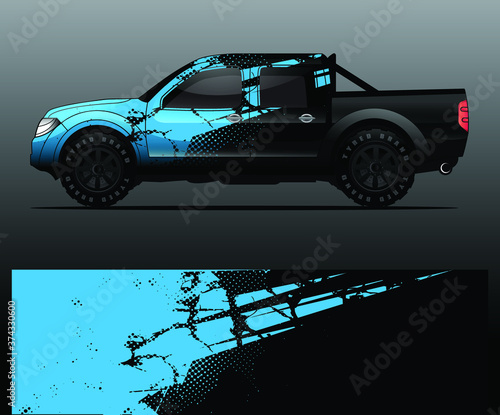 truck and vehicle Graphic vector. Racing background for vinyl wrap and decal