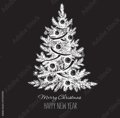 Christmas tree. Hand drawn illustration.	
