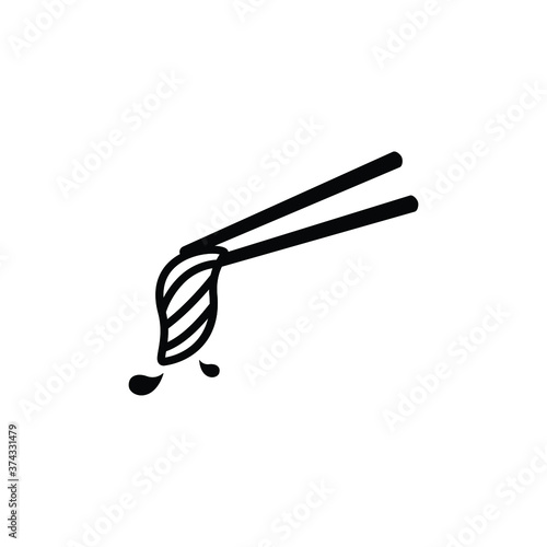 Chopsticks with pork icon vector isolated on white