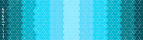 Abstract seamless turquoise aquamarine color gradient mosaic tile made of hexagonal geometric hexagon print texture background banner panorama 