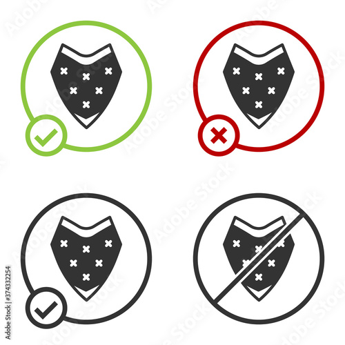 Black Traditional mexican poncho clothing icon isolated on white background. Circle button. Vector.