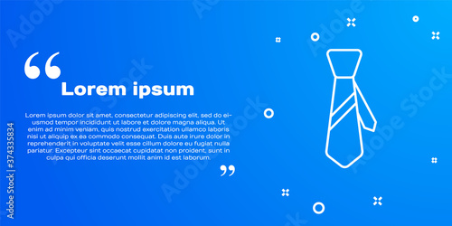 White line Tie icon isolated on blue background. Necktie and neckcloth symbol. Vector Illustration.