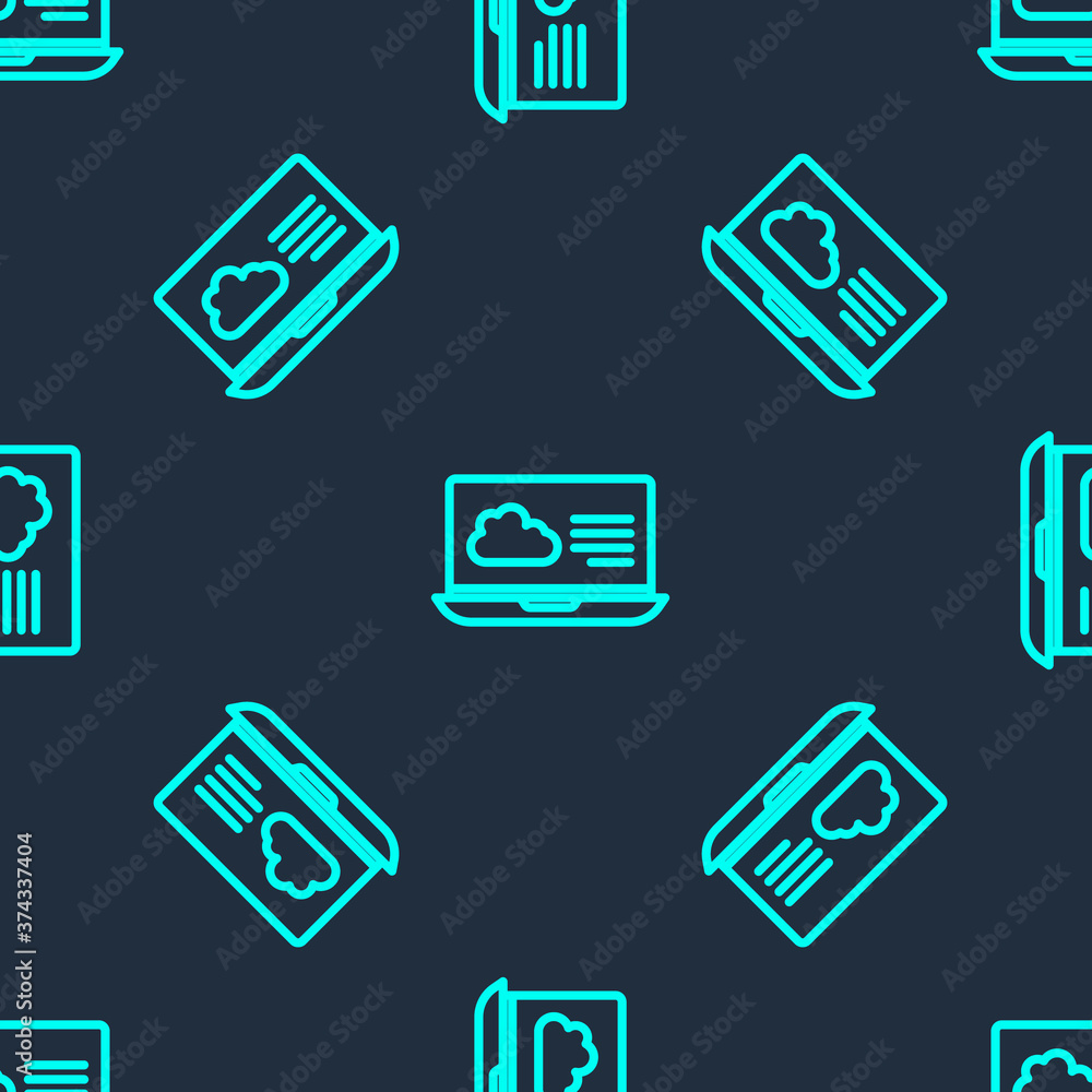 Green line Weather forecast icon isolated seamless pattern on blue background. Vector. Green line Weather forecast icon isolated seamless pattern on blue background. Vector.