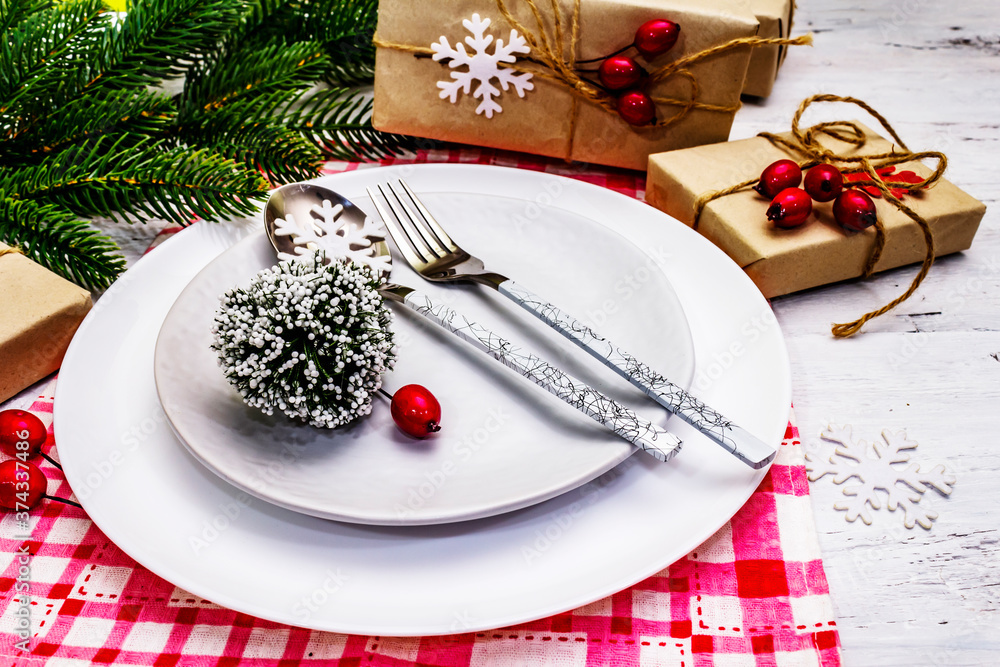 Christmas or New Year zero waste dinner place setting Christmas or New Year zero waste dinner place setting