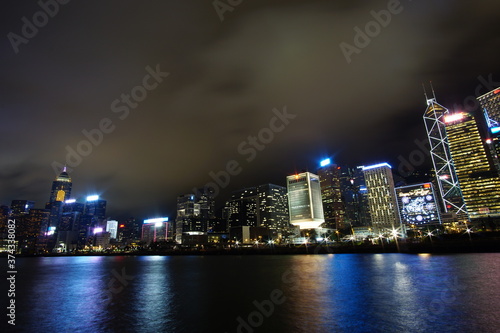 Modern city at night, Hong Kong