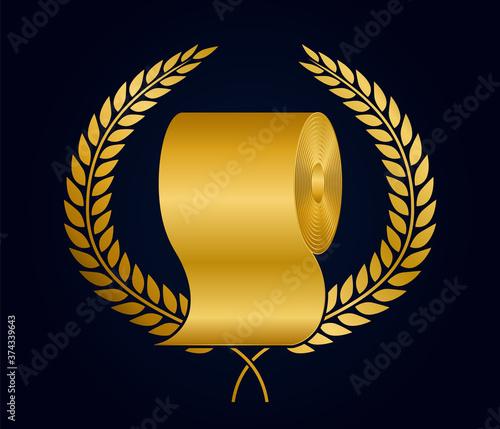 Gold toilet paper as the highest award. A joke for internet trolling. Vector illustration.