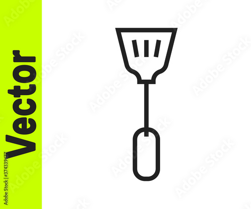 Black line Fly swatter icon isolated on white background. Vector.