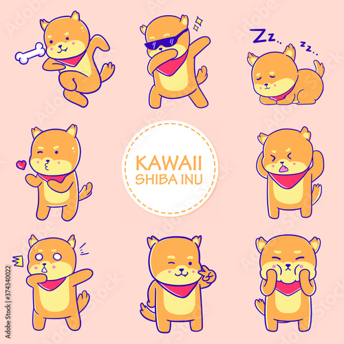 cute shiba inu dog character collection
