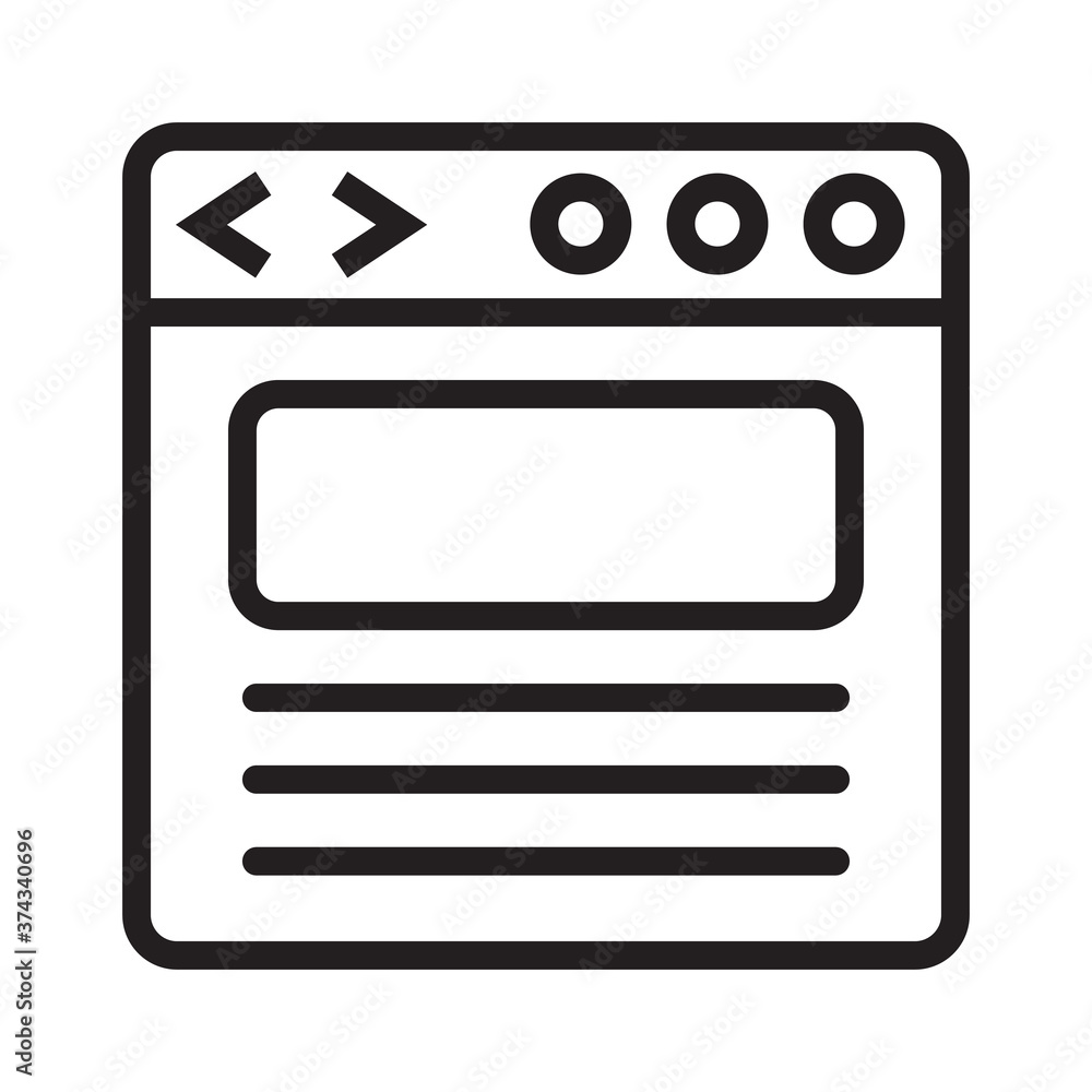 web page or website browser window line art icon for apps and websites web page or website browser window line art icon for apps and websites
