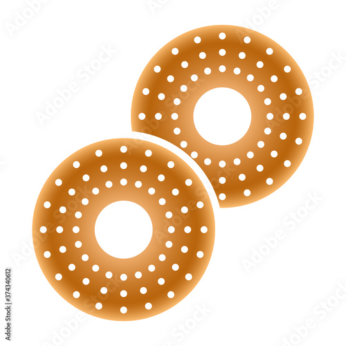 Flat vector color icon two bagel bread for apps or websites