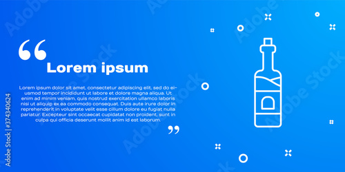 White line Bottle of wine icon isolated on blue background. Vector.