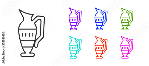 Black line Ancient amphorae icon isolated on white background. Set icons colorful. Vector.