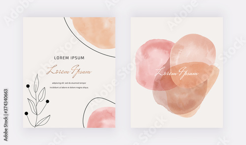 Freehand orange abstract mid century covers design with lines and marble frames
