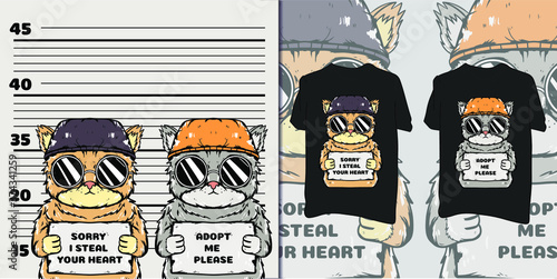 cute cat prisoner for t-shirt