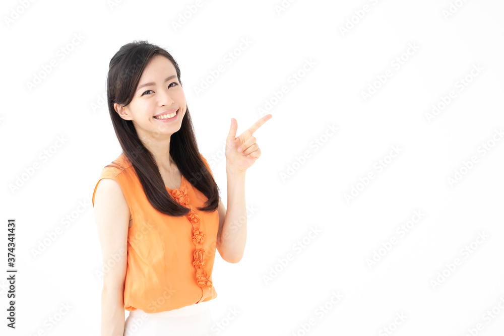 指差す女性 指差す女性