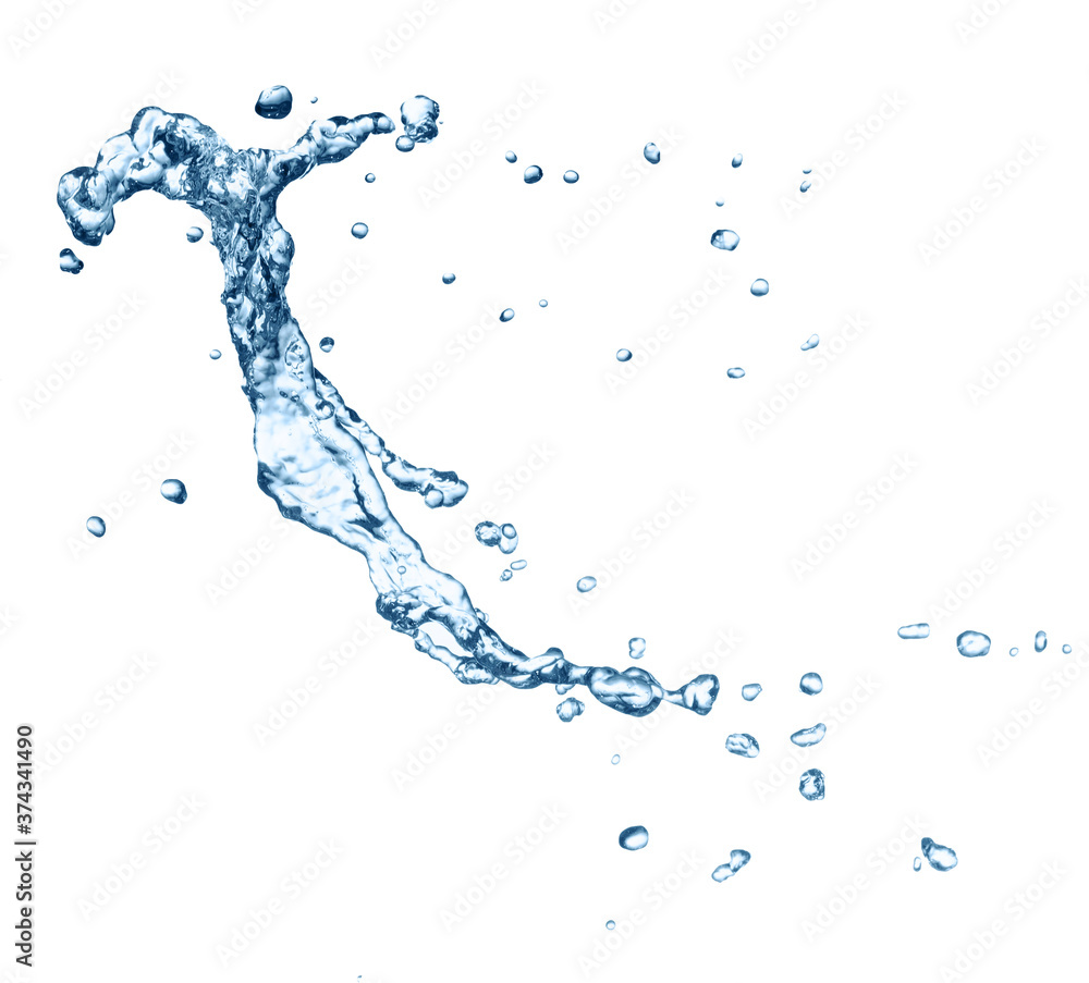 Splash water spread in all directions isolated white background
