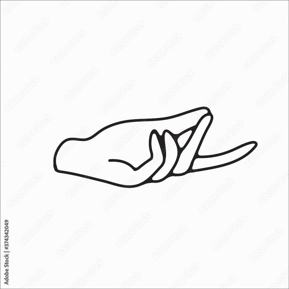 Fototapeta premium hand drawn hand icons in simple minimalistic line art style. logo elements illustrations for graphic design, logos and branding, social media icons. hand poses, pointing, holding, reaching, grasping.