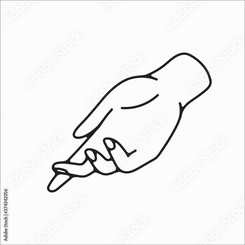 hand drawn hand icons in simple minimalistic line art style. logo elements illustrations for graphic design, logos and branding, social media icons. hand poses, pointing, holding, reaching, grasping.