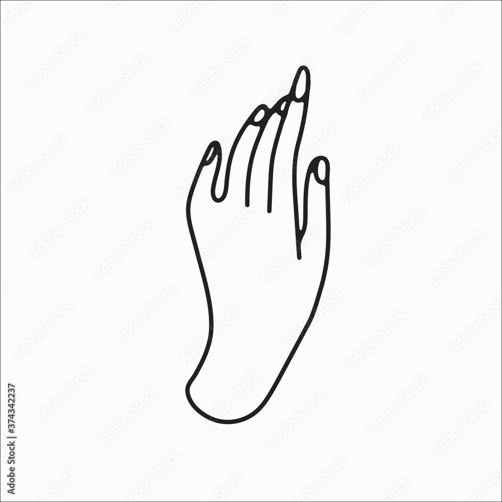 Obraz premium hand drawn hand icons in simple minimalistic line art style. logo elements illustrations for graphic design, logos and branding, social media icons. hand poses, pointing, holding, reaching, grasping.