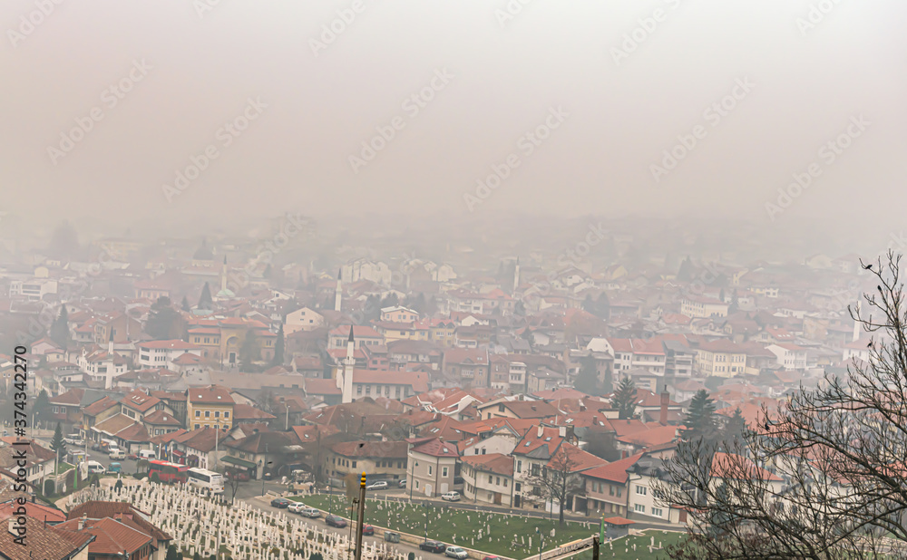 High pollution levels creates heavy fog over Sarajevo.