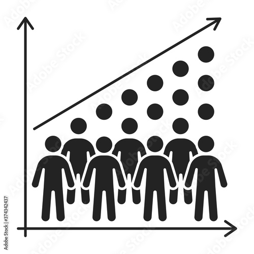 Overpopulation black пднзр icon. Eco problems. Isolated vector element. Outline pictogram for web page, mobile app, promo