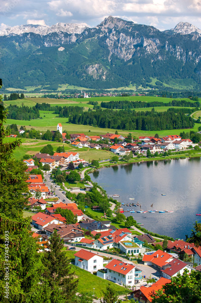 panoramic view to beautiful landscape in Bavaria, Germany - obrazy, fototapety, plakaty 