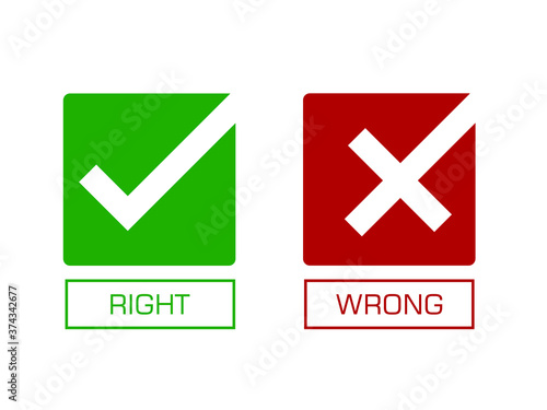 correct and incorrect choices, right and wrong sign