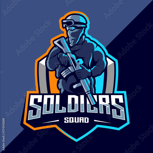 Soldier mascot esport logo design