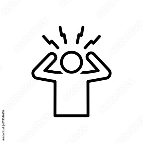 Black line icon for worried