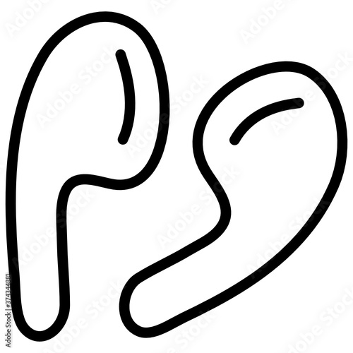
An earplug audio listening device, handsfree icon
