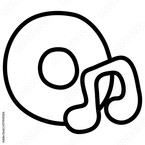 
A line style of music disc, disk with music note 
