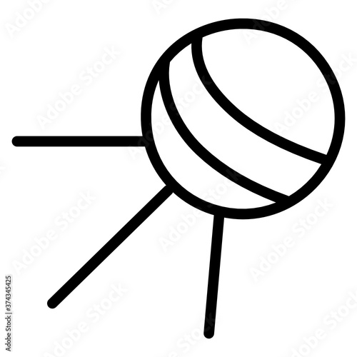 
Icon of sputnik in line design, earth artificial satellite  
