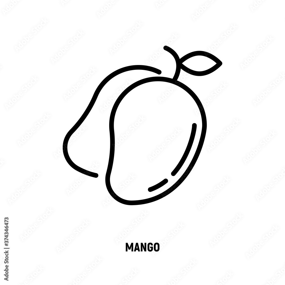 Mango thin line icon. Tropical exotic fruit. Healthy organic food. Vector illustration.